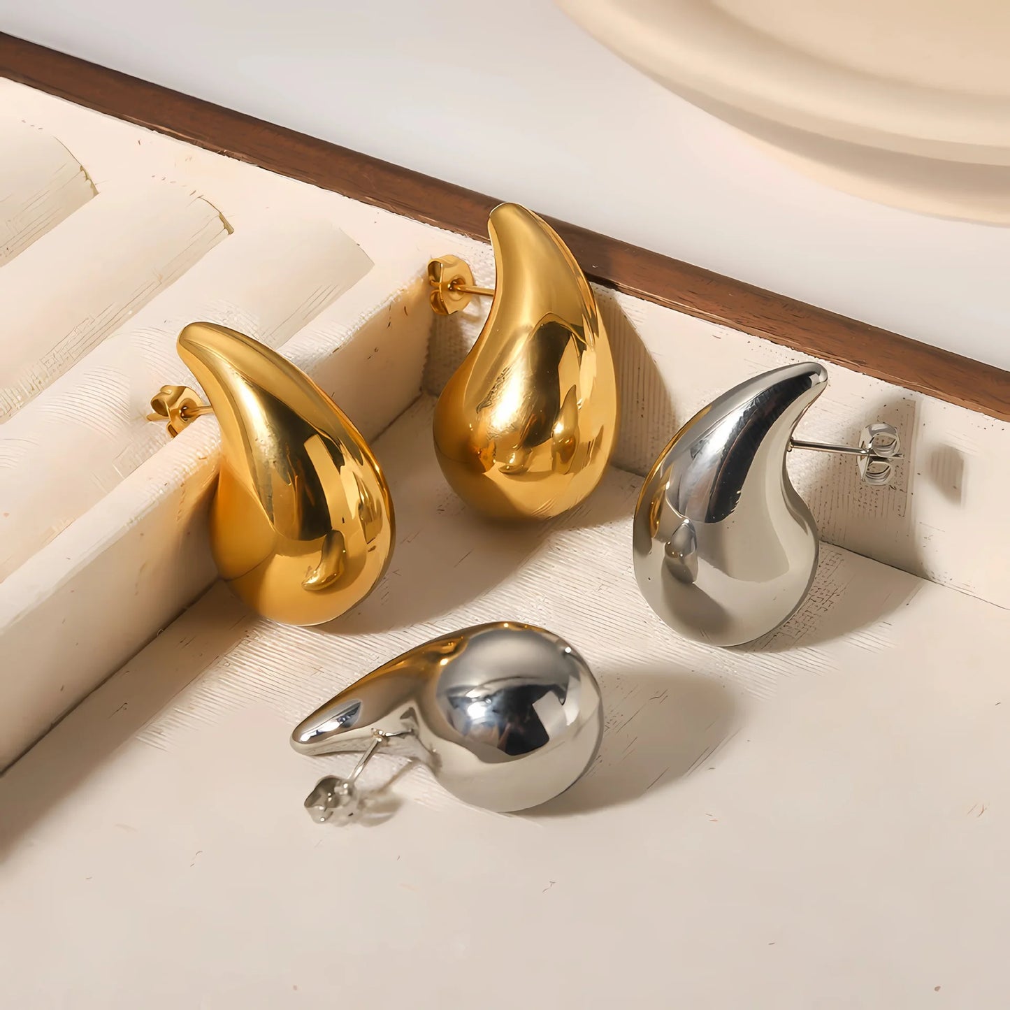 Golden Organic Drop Earring