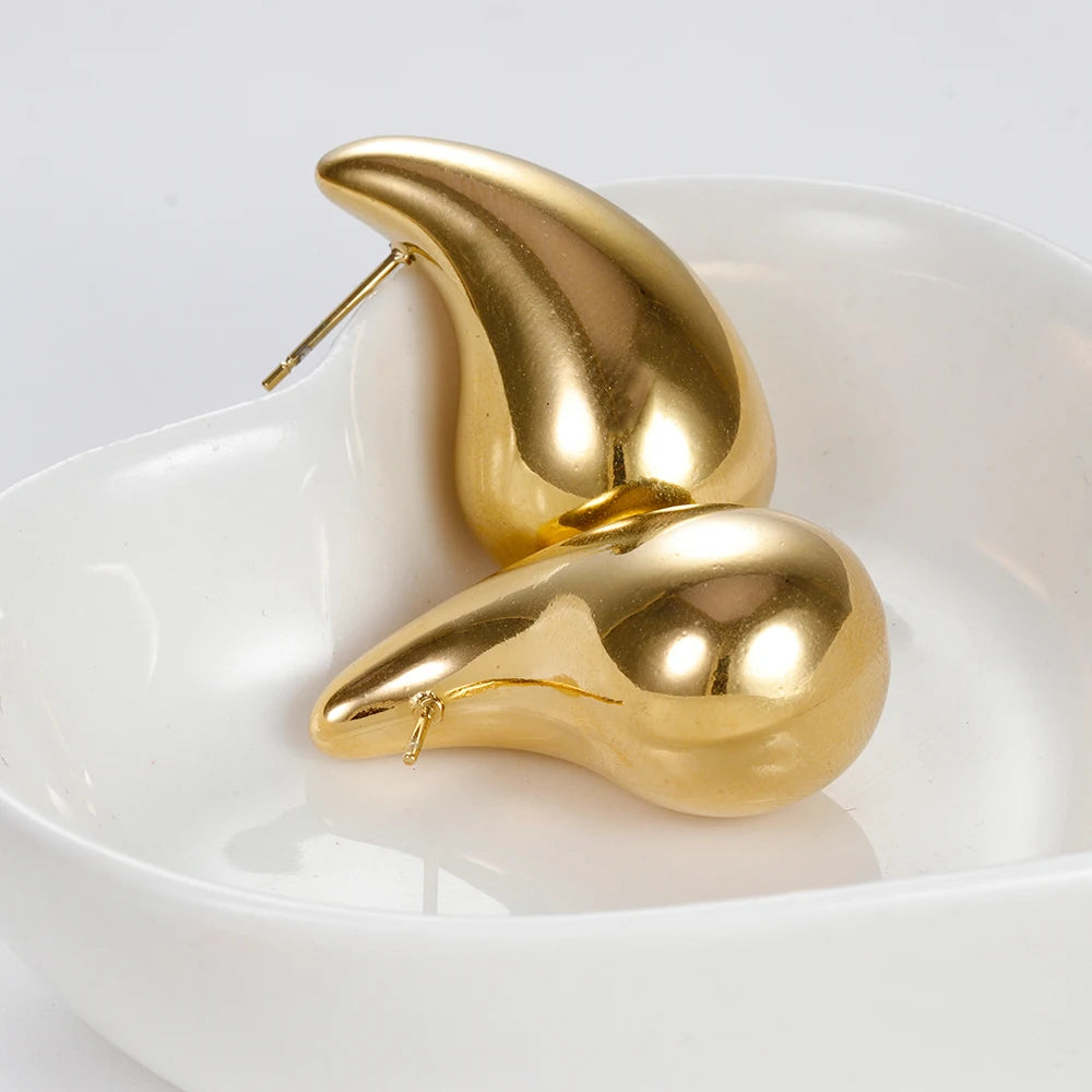 Golden Organic Drop Earring