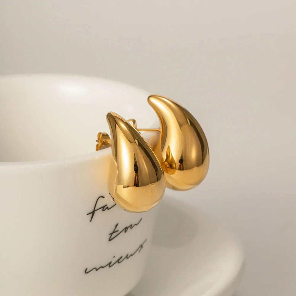 Golden Organic Drop Earring