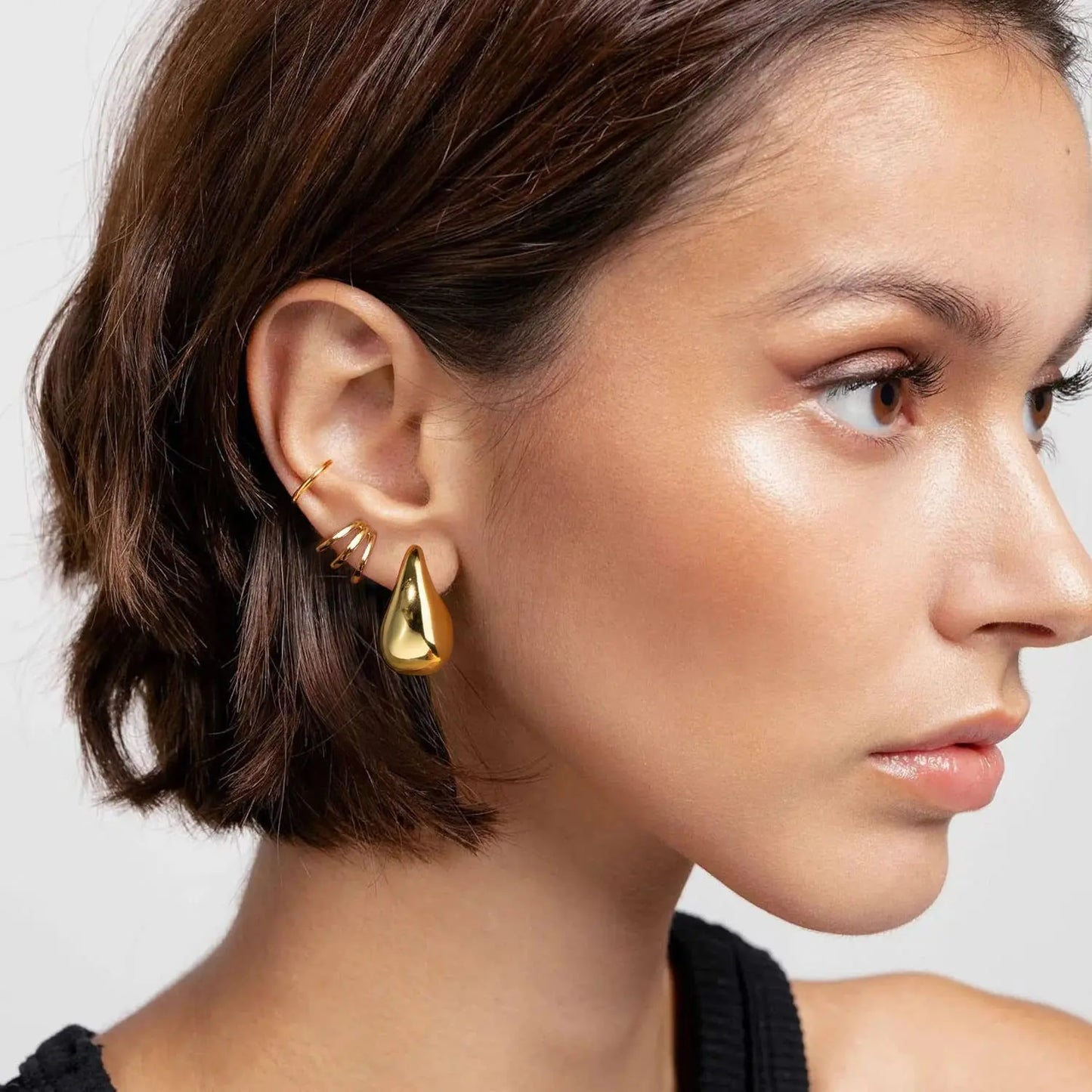 Golden Organic Drop Earring